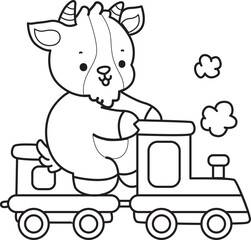 Coloring pages of cute goat animal icon stickers.

