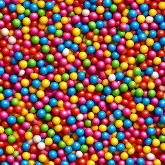 A bowl of colorful, vibrant candies in a bright color palette, including reds and yellows, filled with chocolate candy shaped like small round pieces. The transparent background
