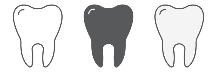 Tooth icon collection, dental and stomatology, tooth sign vector set graphics, editable stroke linear icon, eps 10