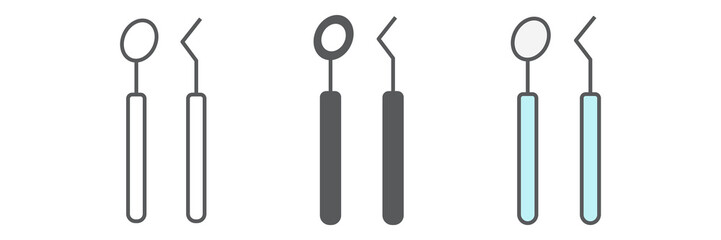 Dental tools icon collection, dental and stomatology, dentist tools sign vector set graphics, editable stroke linear icon, eps 10