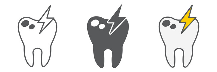 Sick tooth icon collection, dental and stomatology, toothache sign vector set graphics, editable stroke linear icon, eps 10