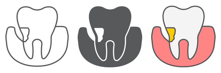 Periodontitis icon collection, dental and stomatology, periodontal tooth sign vector set graphics, editable stroke linear icon, eps 10