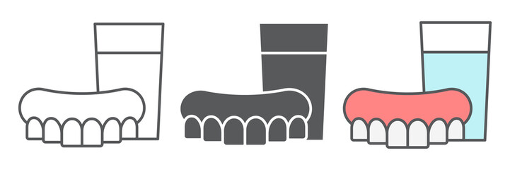 Denture icon collection, dental and stomatology, dentures sign vector set graphics, editable stroke linear icon, eps 10