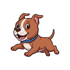 Cute Happy Cartoon Puppy Dog Running with Joy in Playful Pet Mascot Vector Illustration on White Background