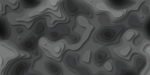 Abstract grayscale topographic map design with layered paper cut effect demonstrating depth and shadows suitable for backgrounds and graphic designs