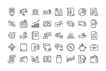 Finance Icon Set for Money, Banking and Budget
