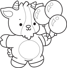 Coloring pages of cute goat animal icon stickers.
