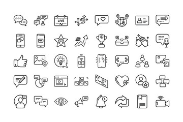 Social Media Icon Set for Network and Digital Posts