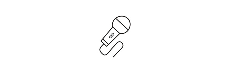 Hand-drawn doodle style vocal mic with cable. Black line art isolated