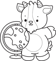 Coloring pages of cute goat animal icon stickers.
