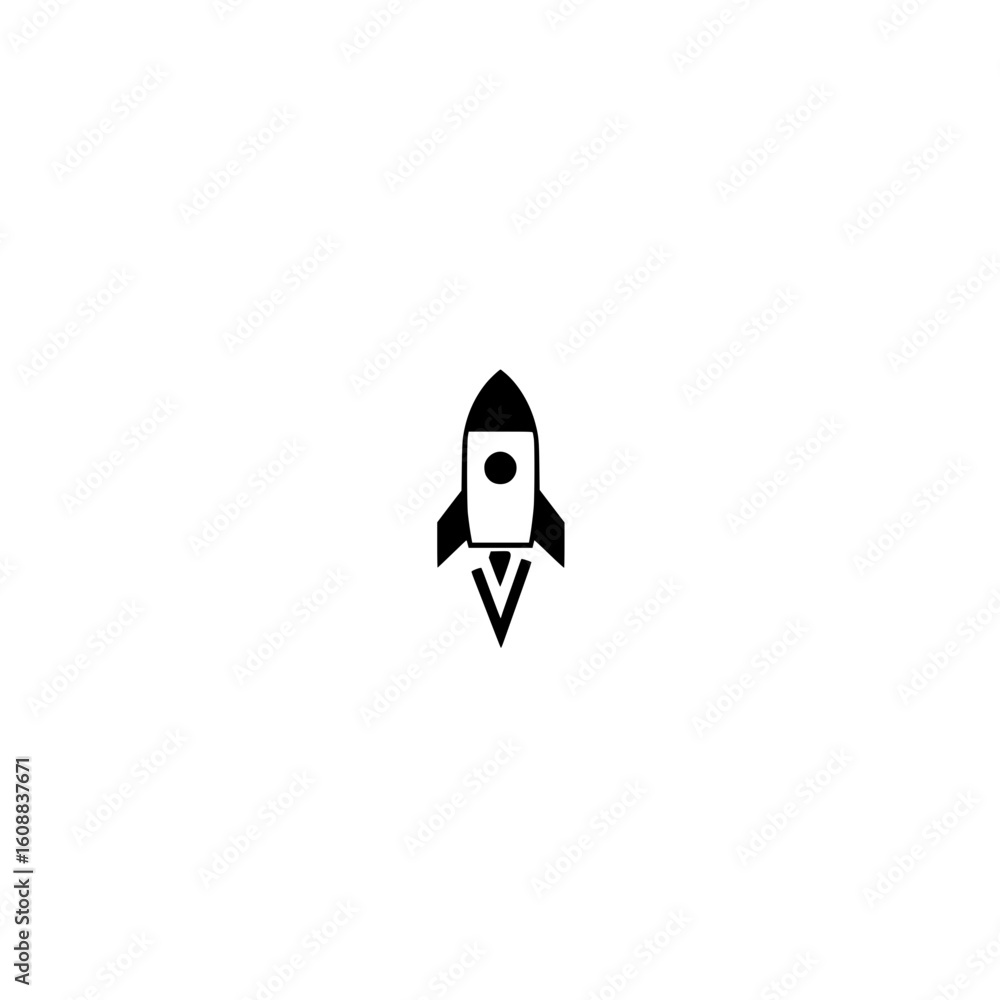 Poster vector rocket icon with clean lines representing aerospace engineering and startup success