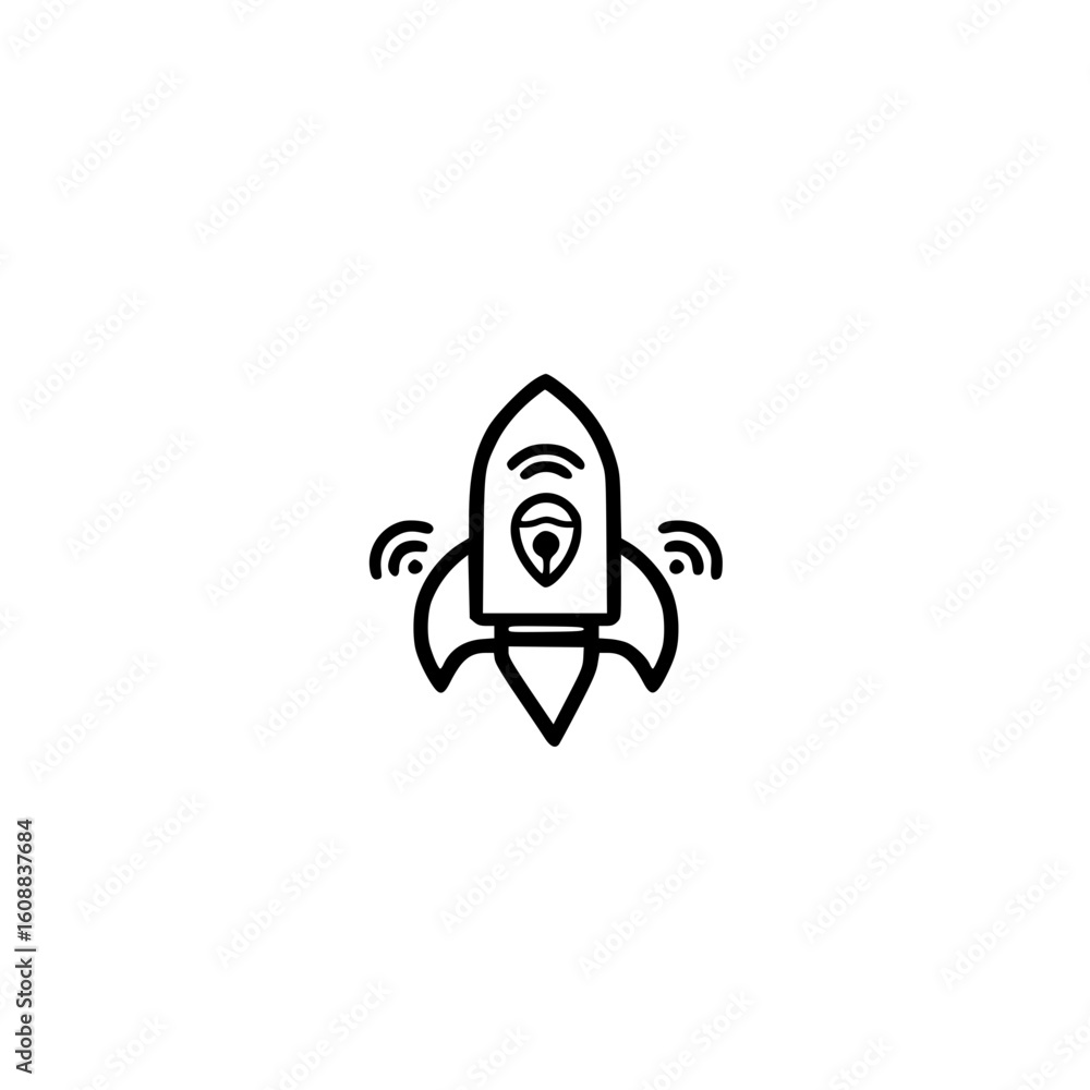 Poster rocket icon with wifi symbol vector illustration for fast internet startup or technology launch