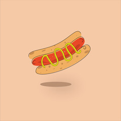 hot dog vector illustration , hotdog , illustrations, cheesey , kids, food 
