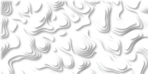 Abstract white topographic pattern with layered contours and subtle shadows ideal for backgrounds and textures in digital design and print projects