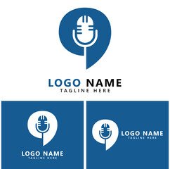 Podcast logo icon design vector template microphone icon