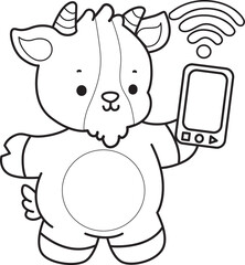 Coloring pages of cute goat animal icon stickers.
