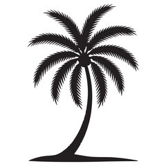 "Black Palm Tree Silhouette Design on White Background"