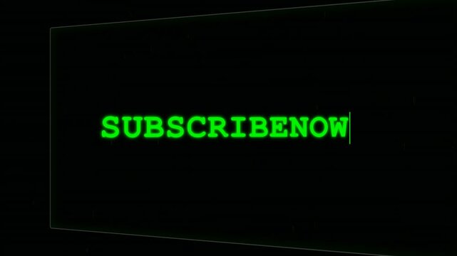 Retro green text encourages viewers to subscribe for channel support on black background