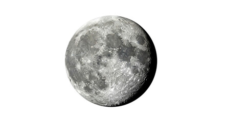 Detailed view of the moon s surface with craters and maria isolated on transparent background