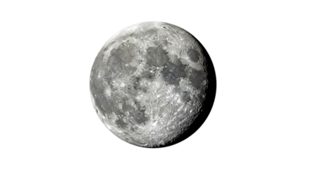 Detailed view of the moon s surface with craters and maria isolated on transparent background