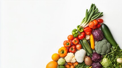 Colorful vegetable assortment on white background with copy space
