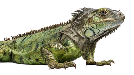Green iguana lizard profile closeup