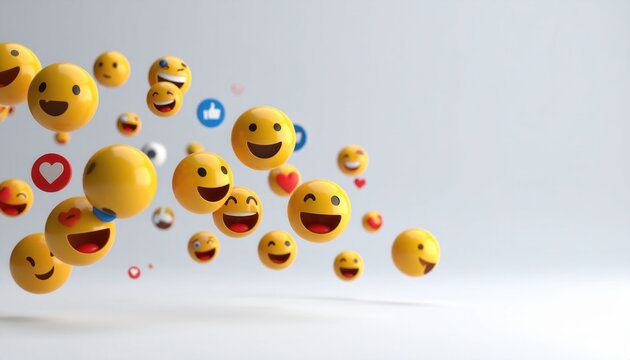 Playful Emoji Cascade: A Dynamic Display of Joyful Expressions and Social Media Symbols