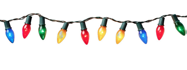  Christmas lights decoration border isolated on white or transparent background
