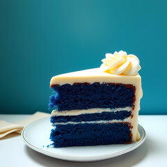 Blue Velvet Cake Slice with Cream Cheese Frosting