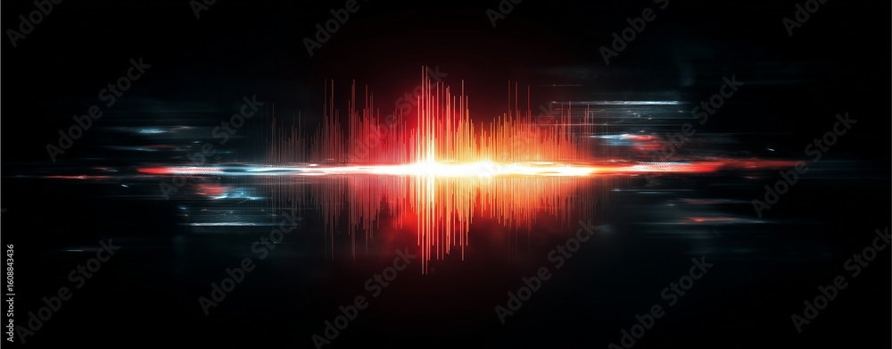 Poster sonic resonance: an abstract visual exploration of sound waves, depicted through vibrant hues and dy