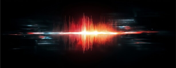 Sonic Resonance: An abstract visual exploration of sound waves, depicted through vibrant hues and dynamic light patterns, set against a dark background.