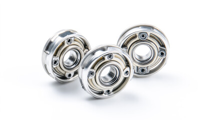 Sears modular roller bearings on a white background, ultra-realistic photography