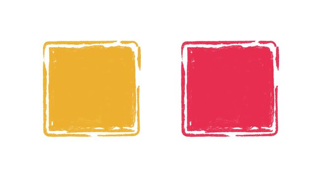 Animated moving yellow and red square brush stroke shape graphic with a sketchy border. Ideal for graphic design, presentations, business presentations, or as a digital backdrop.