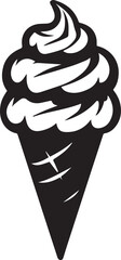 Black and White Ice Cream Cone Illustration