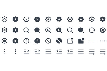 black and white icons set