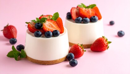 Two Creamy Round Desserts Topped