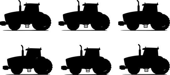 Farm Tractor Silhouette Vector Set