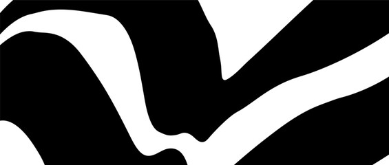 Seamless Liquid Abstract Black and White Stripe. Backdrop Geometric Incline, Waves Line. Optical Illusion for Banner, Poster, Cover, Web. 3d Optical Op Art in Vector illustration. 