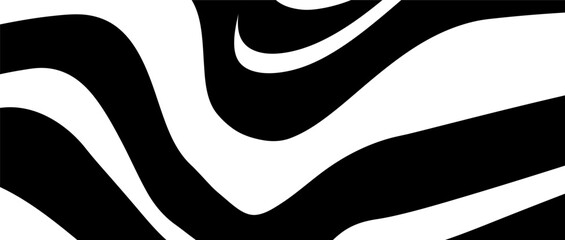 Seamless Liquid Abstract Black and White Stripe. Backdrop Geometric Incline, Waves Line. Optical Illusion for Banner, Poster, Cover, Web. 3d Optical Op Art in Vector illustration. 