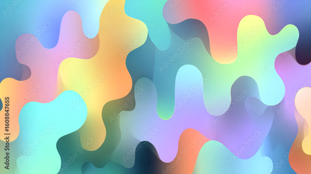 Poster abstract colorful fluid shapes illustration with vibrant hues blending seamlessly, creating a dynami