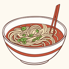 Warm Noodles with Sliced Meat and Vegetables