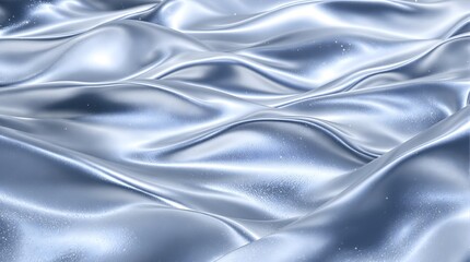 Naklejka premium Stunning flowing silver fabric waves shimmer with delicate sparkling particles, elegant luxury background