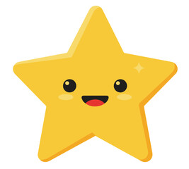 A cartoon star with a happy expression, simple design.