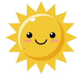 Happy cartoon sun with a smiling face and blushing cheeks.