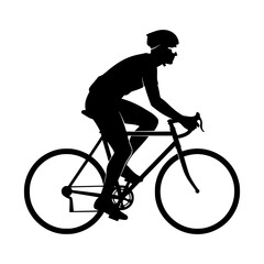 vector image of a human silhouette cycling on a white background