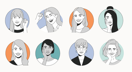 Collection of diverse digital portrait illustrations showcasing various facial features and hairstyles
