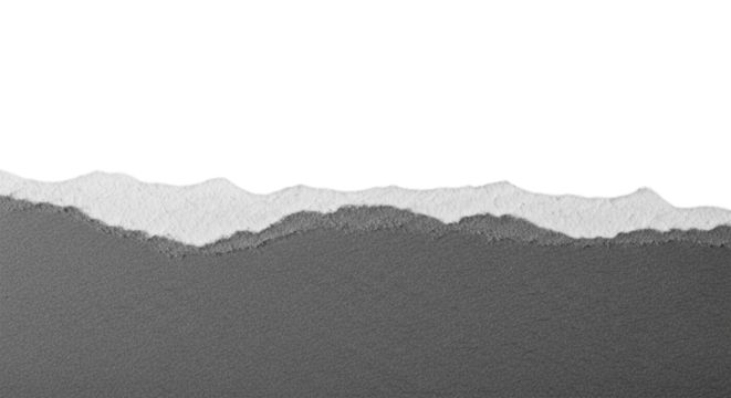 Abstract textured paper edge with torn mountain landscape silhouette isolated on transparent background