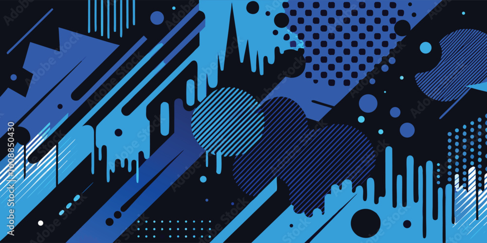 Poster grunge background in blue and black with a distinct square positioned centrally..eps