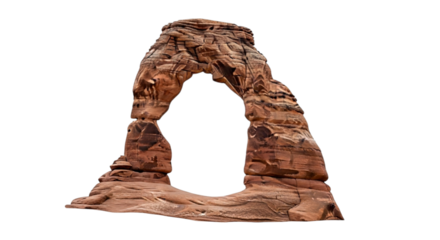 Natural sandstone rock arch formation isolated on transparent background