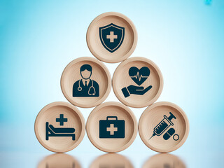 Healthcare Pyramid Icons – Visual Symbols of Medical Services and Wellness Concepts